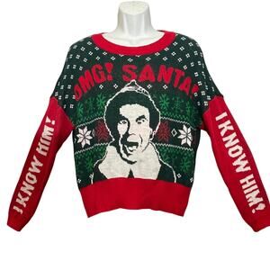 Elf The Movie SANTA OMG I KNOW HIM Ugly Christmas Sweater  Size Medium